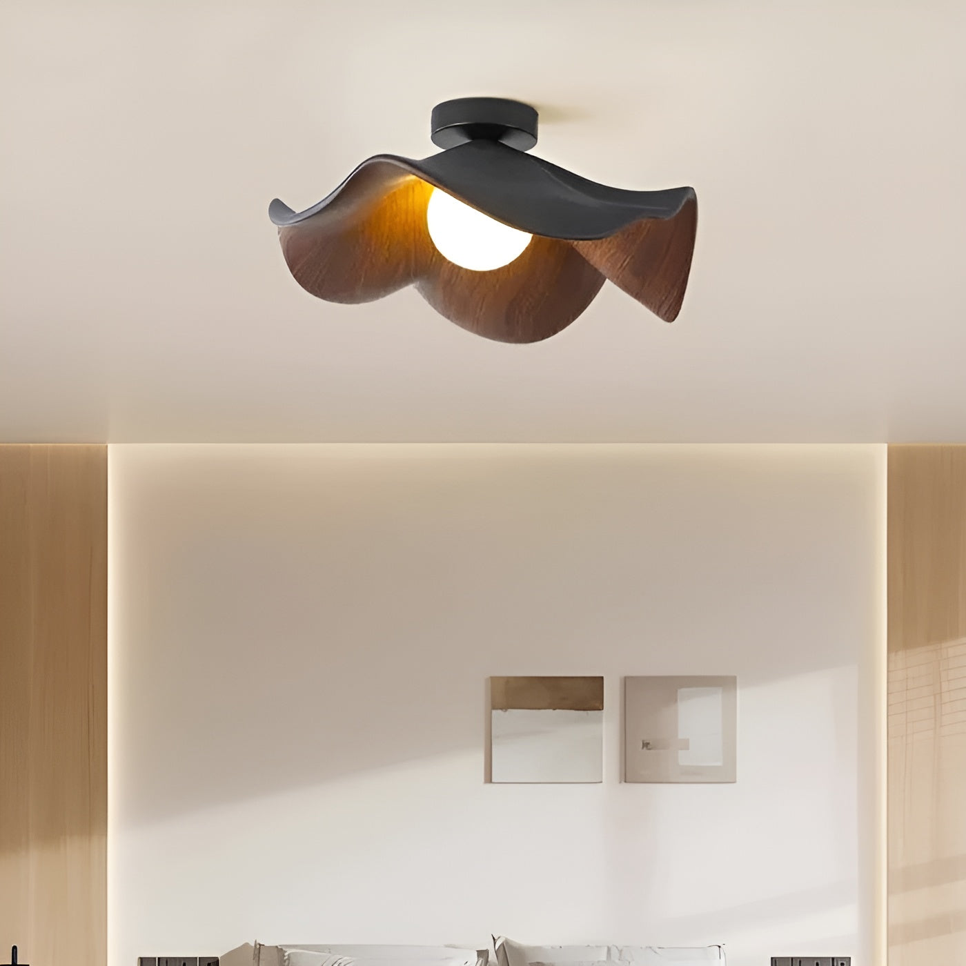 PetalBeam Nordic Lotusblad Houten Plafondlamp | Organische Sfeerverlichting