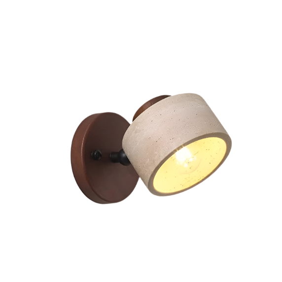 Minimalistisch Travertin Hout Cilinder Wandlamp | Naturel Minimale LED Verlichting
