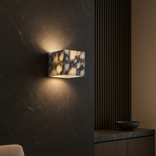 Minimalistisch Marmer Kubus Wandlamp | Warm Wit LED Modern Design