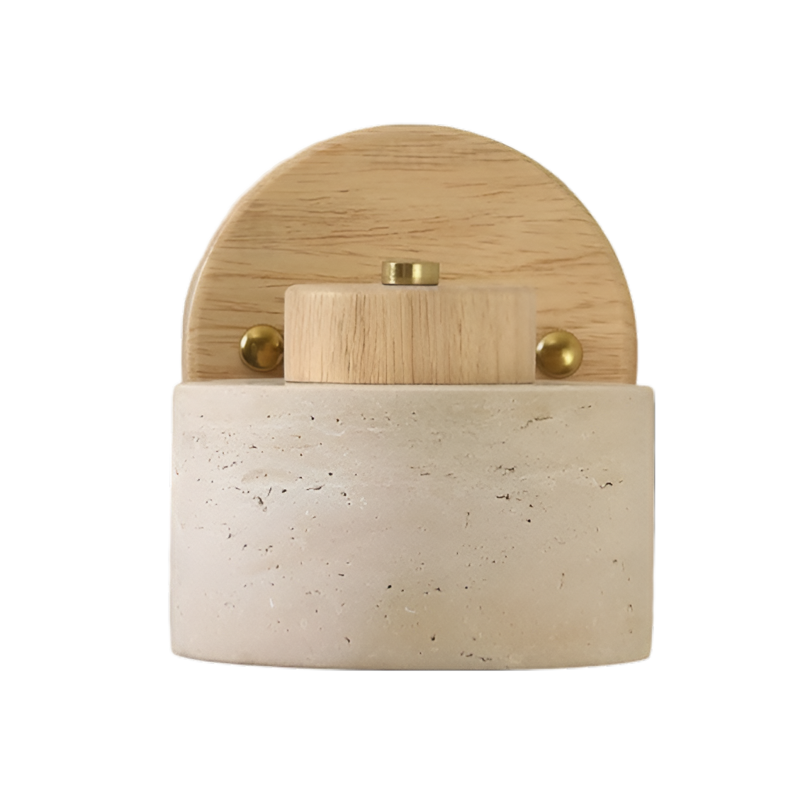 Minimalistisch Travertin Hout Cilinder Wandlamp | Naturel Minimale LED Verlichting