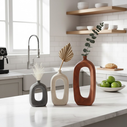 Vase moderne en céramique creuse – Design sculptural ovale