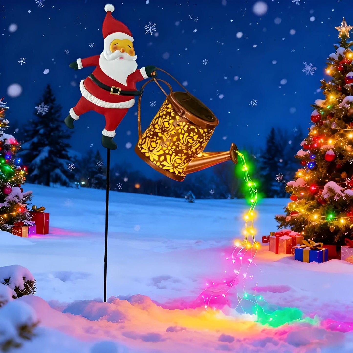 Solar Kerstverlichting met Kerstman en Lantaarns | Decoratie voor Tuin en Terras