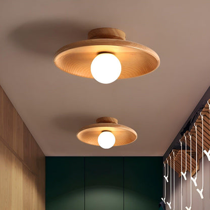 WoodBliss Houtschijf Wabi-Sabi Plafondlamp | Minimalistische Organische Verlichting
