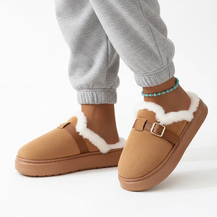 Orthopaedic Plush Tie Slippers for Women - Adjustable Cosy Custom Fit