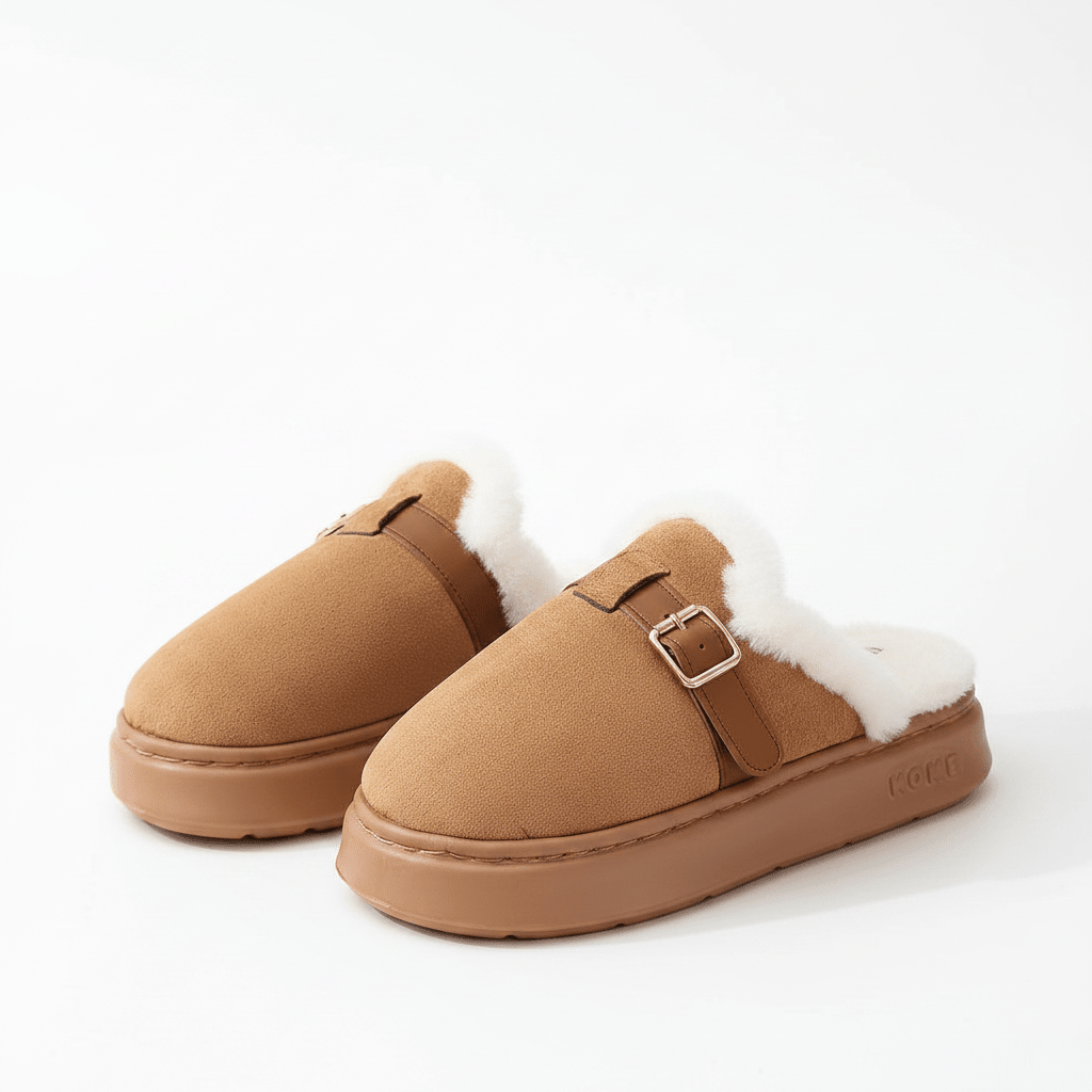 Orthopaedic Plush Tie Slippers for Women - Adjustable Cosy Custom Fit