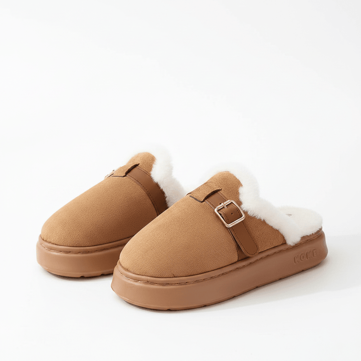 Orthopaedic Plush Tie Slippers for Women - Adjustable Cosy Custom Fit