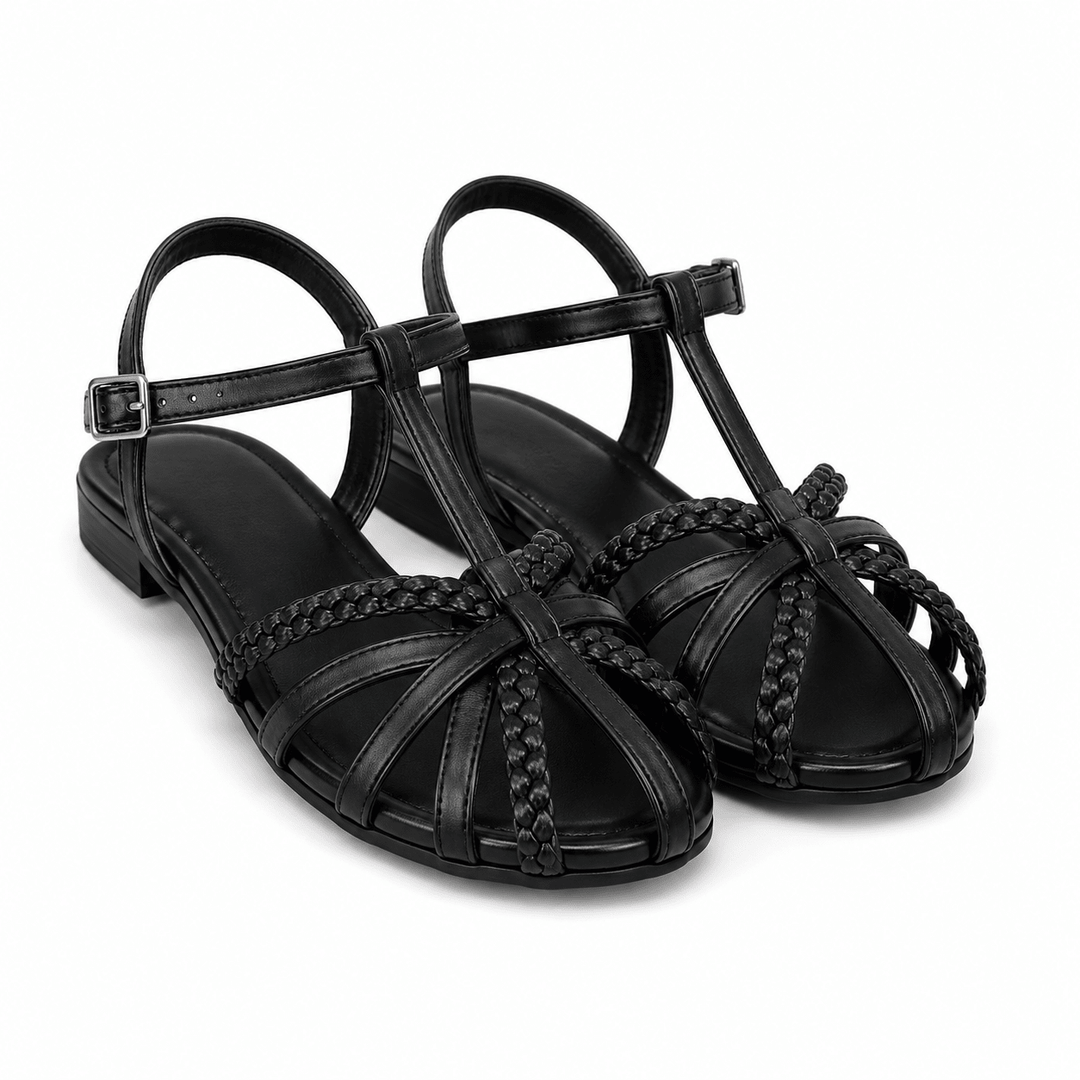 Orthopaedic Braided Leather Slingback Flats for Women - Elegant Arch Support