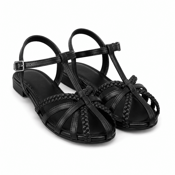 Orthopaedic Braided Leather Slingback Flats for Women - Elegant Arch Support