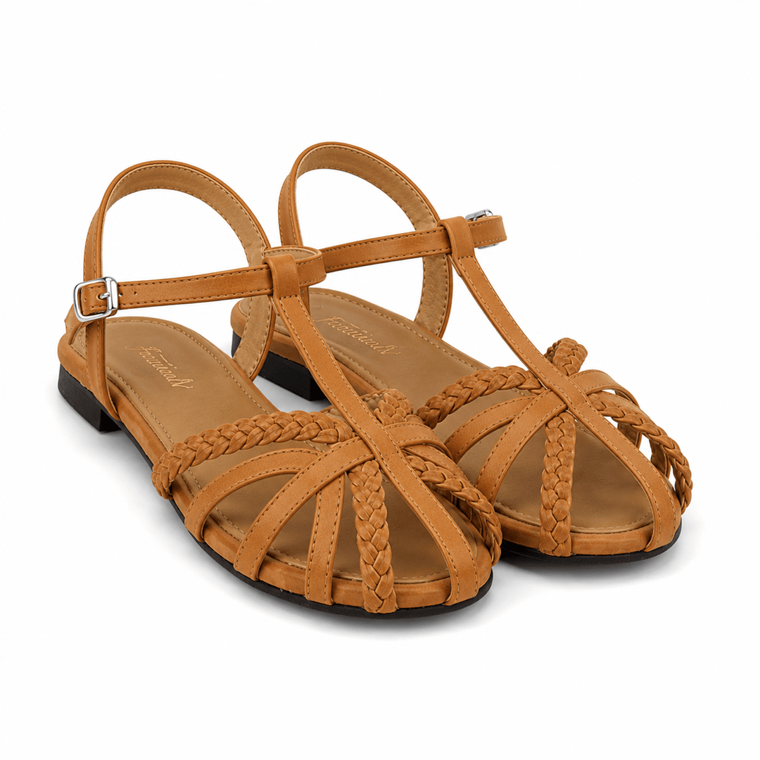 Orthopaedic Braided Leather Slingback Flats for Women - Elegant Arch Support
