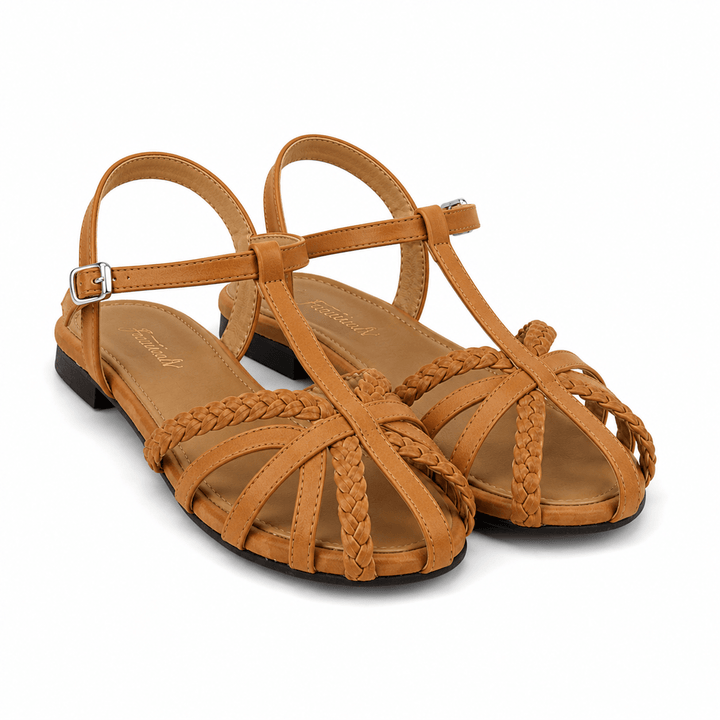 Orthopaedic Braided Leather Slingback Flats for Women - Elegant Arch Support