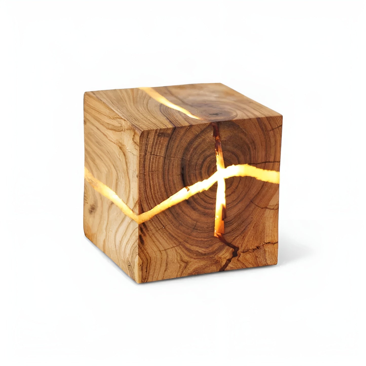 Houten Kubus Tafellamp Modern | Stijlvolle Verlichting voor Woonkamer en Slaapkamer