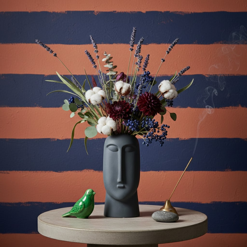 Sculptural Face Ceramic Vase – Modern Decorative Design