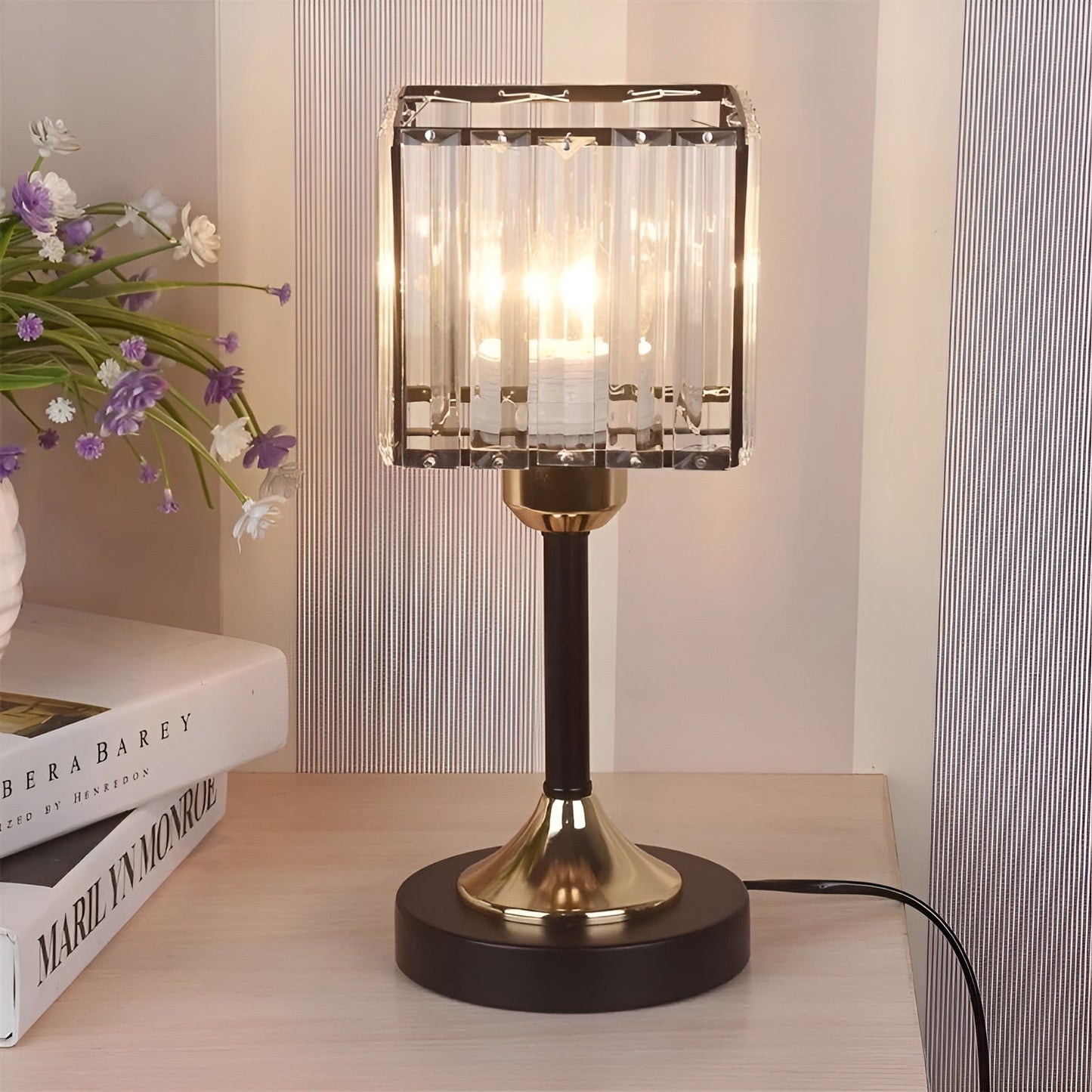 GlowGem Nordic Kristal LED Tafellamp | USB Opladen met Fonkelend Licht