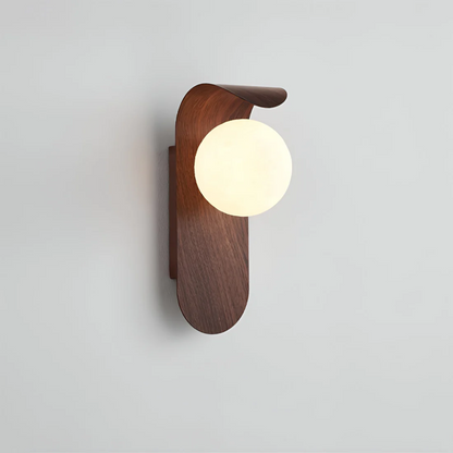 Scandinavisch Hout Bol Wandlamp | Minimalistisch LED Warm Licht