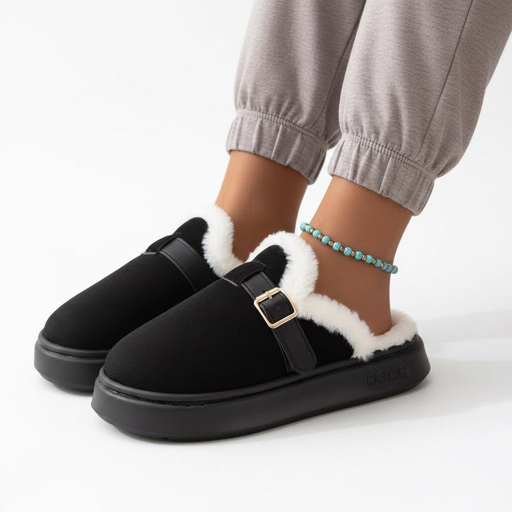 Orthopaedic Plush Tie Slippers for Women - Adjustable Cosy Custom Fit