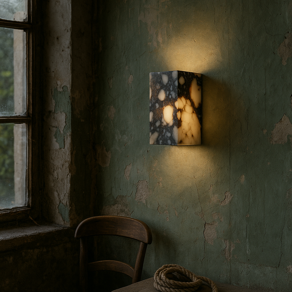 Minimalistisch Marmer Kubus Wandlamp | Warm Wit LED Modern Design