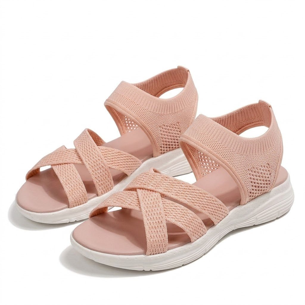 Orthopaedic Stretch Knit Wedge Sandals for Women - Bunion-Friendly Comfort