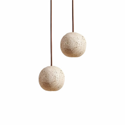 Travertin Ronde Hanglamp Wabi-Sabi | Minimalistische LED Verlichting