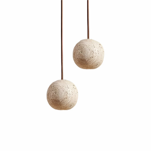 Travertin Ronde Hanglamp Wabi-Sabi | Minimalistische LED Verlichting