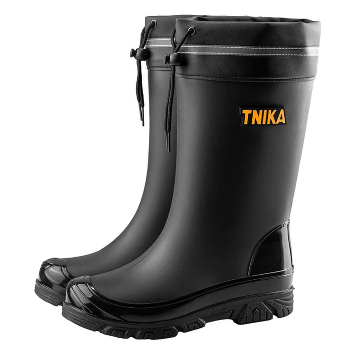 WeatherGuard Rubber Rain Boots — Black Red &amp; Black Anti-Slip