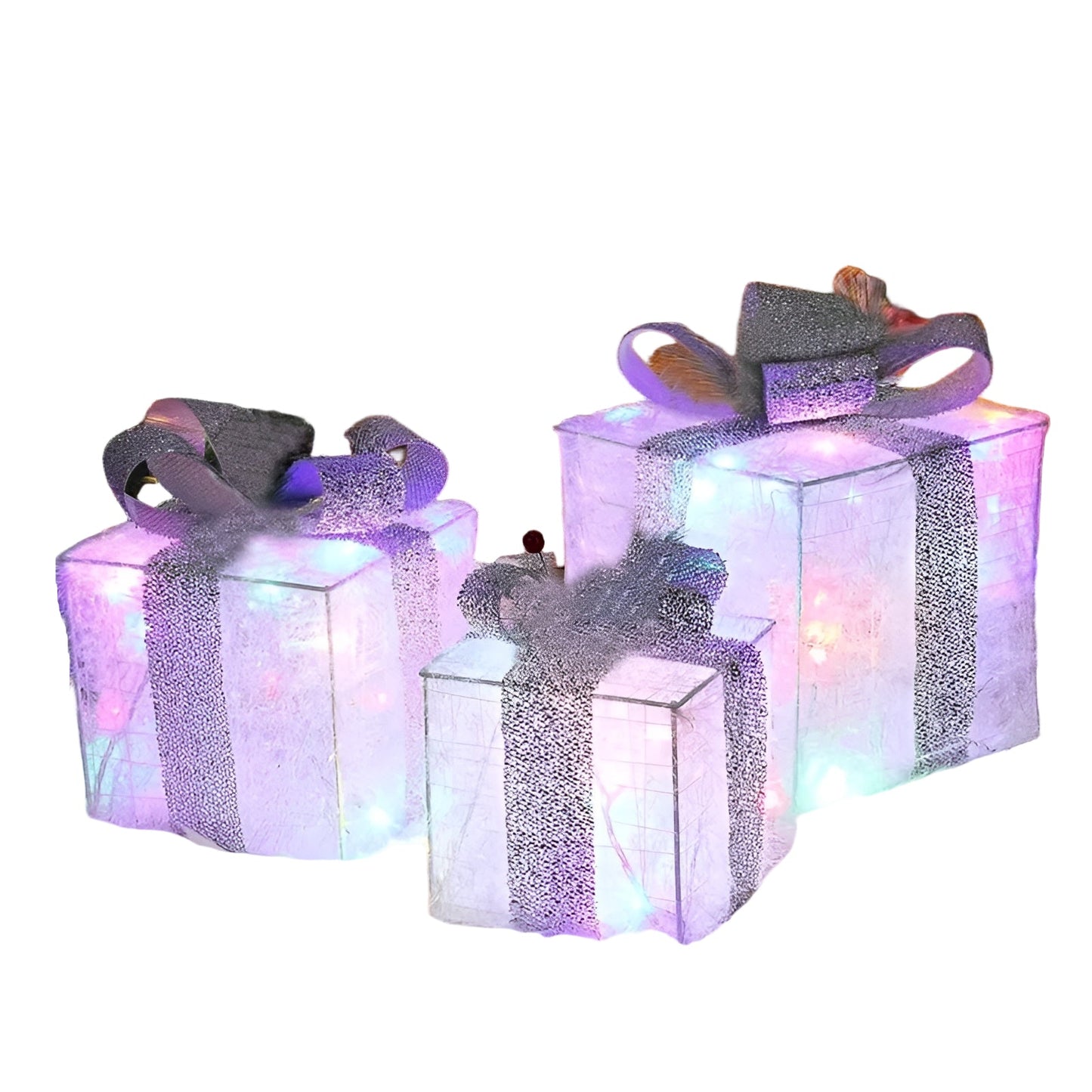 Verlichte Kerst Cadeaudozen Set 3 | Warm Wit en Kleurrijke Festieve Sfeer Thuis