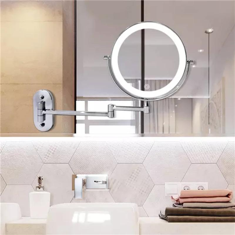LED Vergrotingsspiegel Zilver Chroom Oplaadbaar | Badkamer Make-up Spiegel