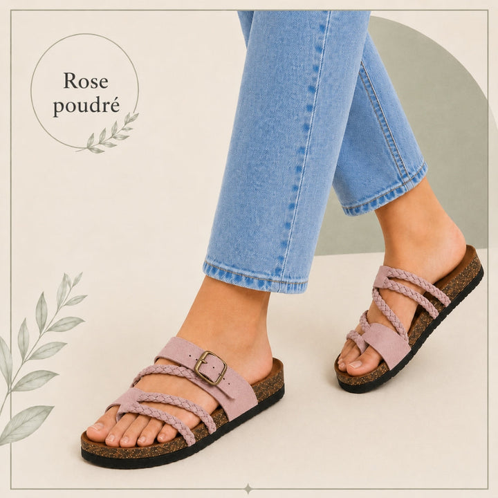 Tressée | Orthopedic Woven Leather Mules Cork Sole Comfortable Summer