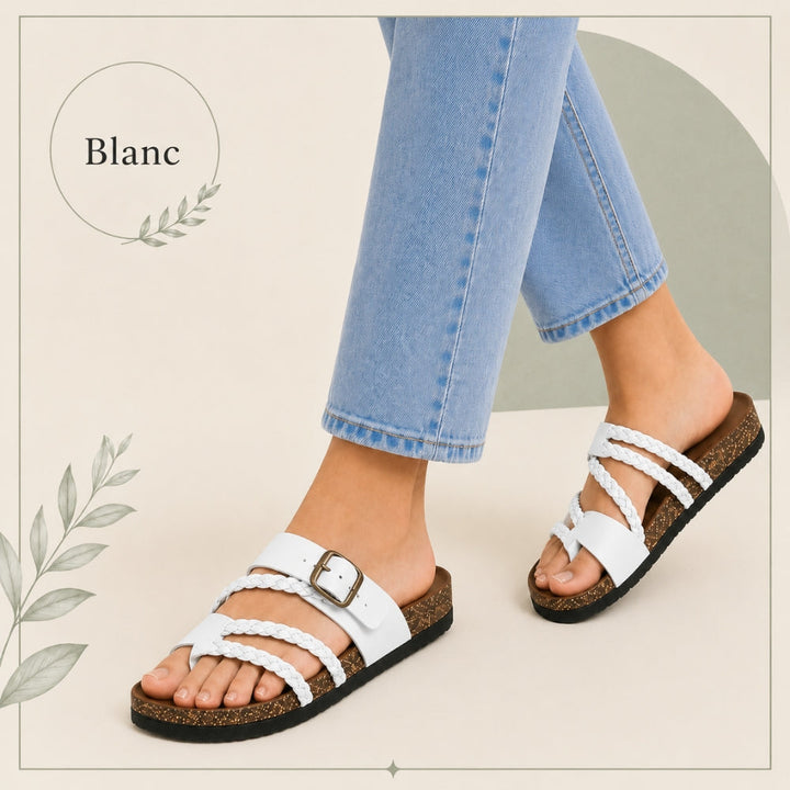 Tressée | Orthopedic Woven Leather Mules Cork Sole Comfortable Summer
