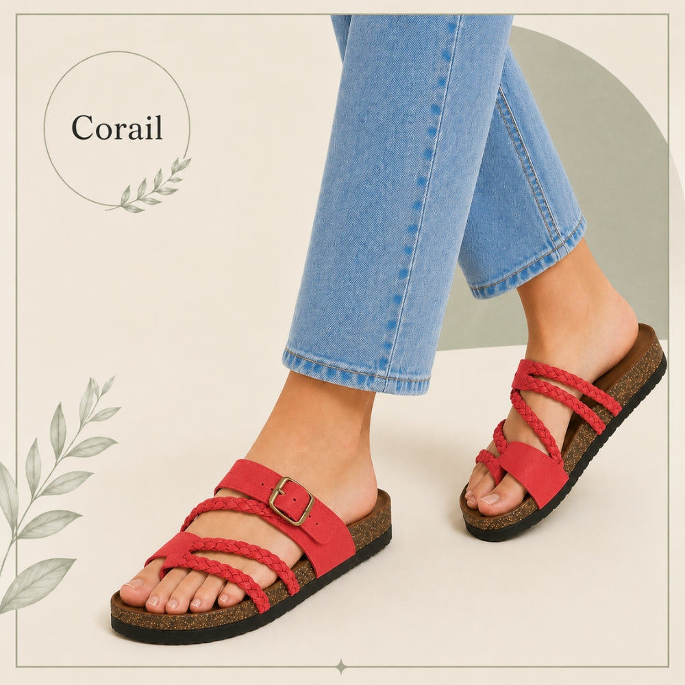 Tressée | Orthopedic Woven Leather Mules Cork Sole Comfortable Summer
