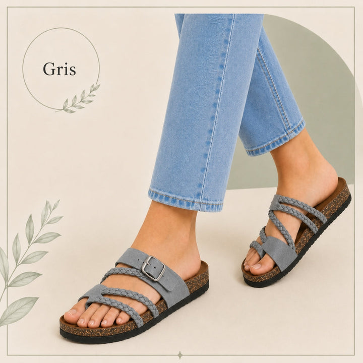Tressée | Orthopedic Woven Leather Mules Cork Sole Comfortable Summer