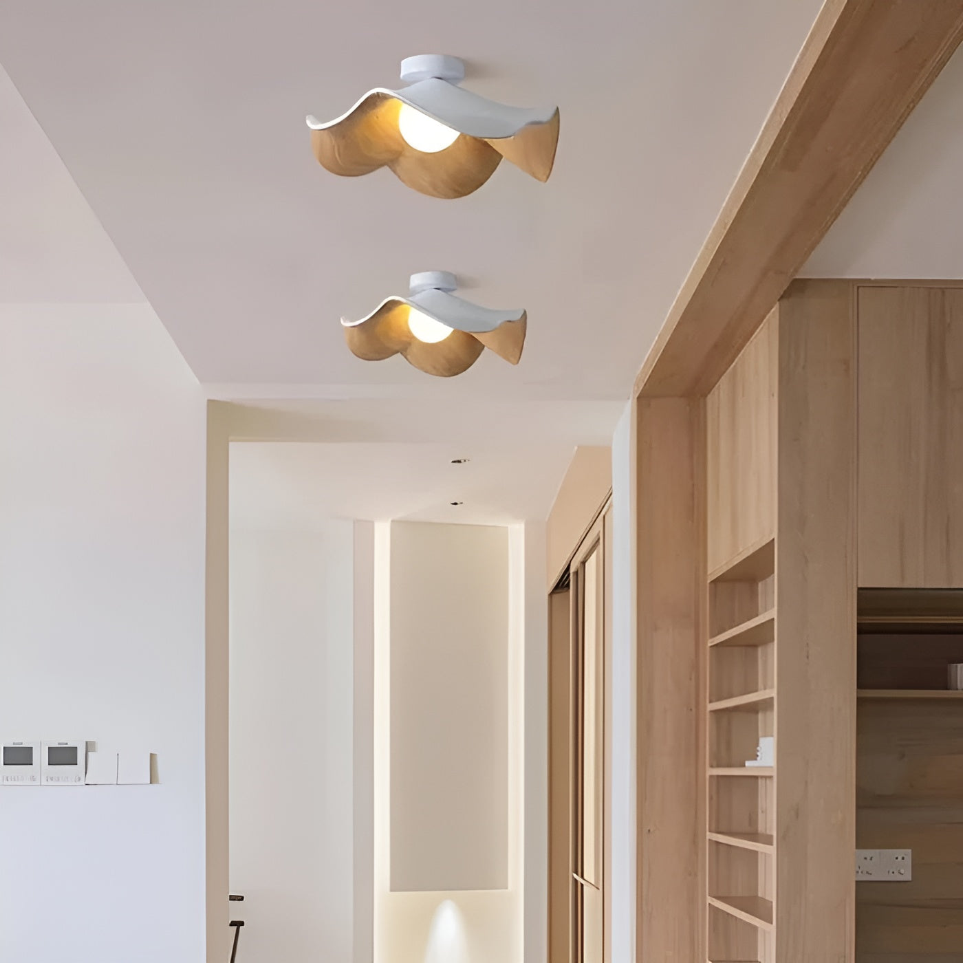 PetalBeam Nordic Lotusblad Houten Plafondlamp | Organische Sfeerverlichting