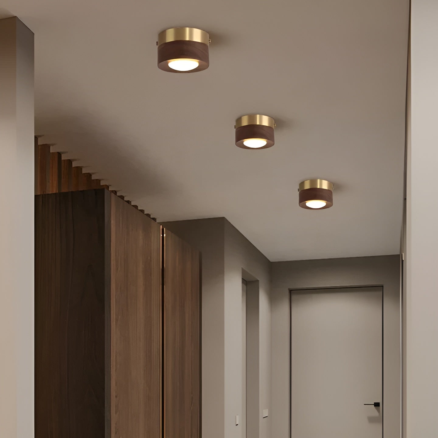 WoodCharm Moderne Plafondlamp voor Hal | Warme Hout Verlichting