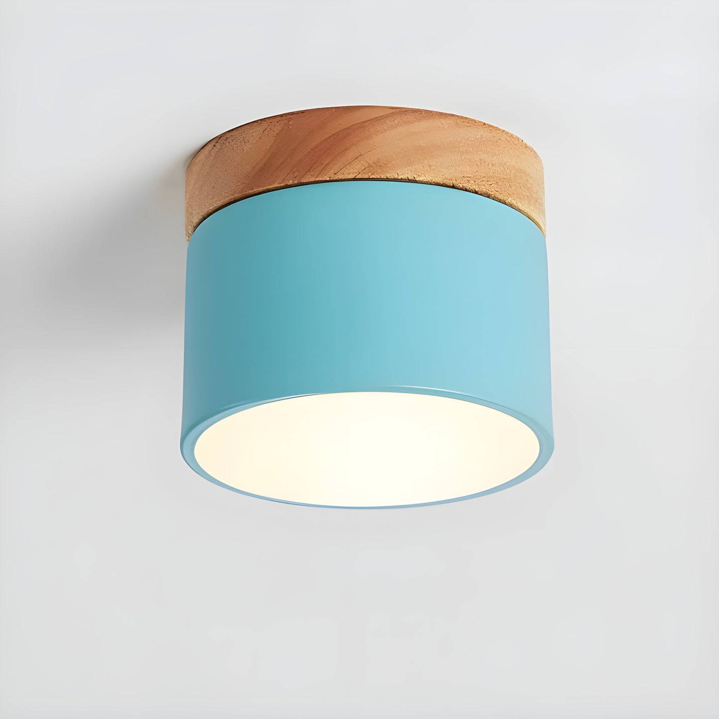 LED Plafondlamp Cilinder Vintage | Industrieel Design met Decoratief Hout Detail