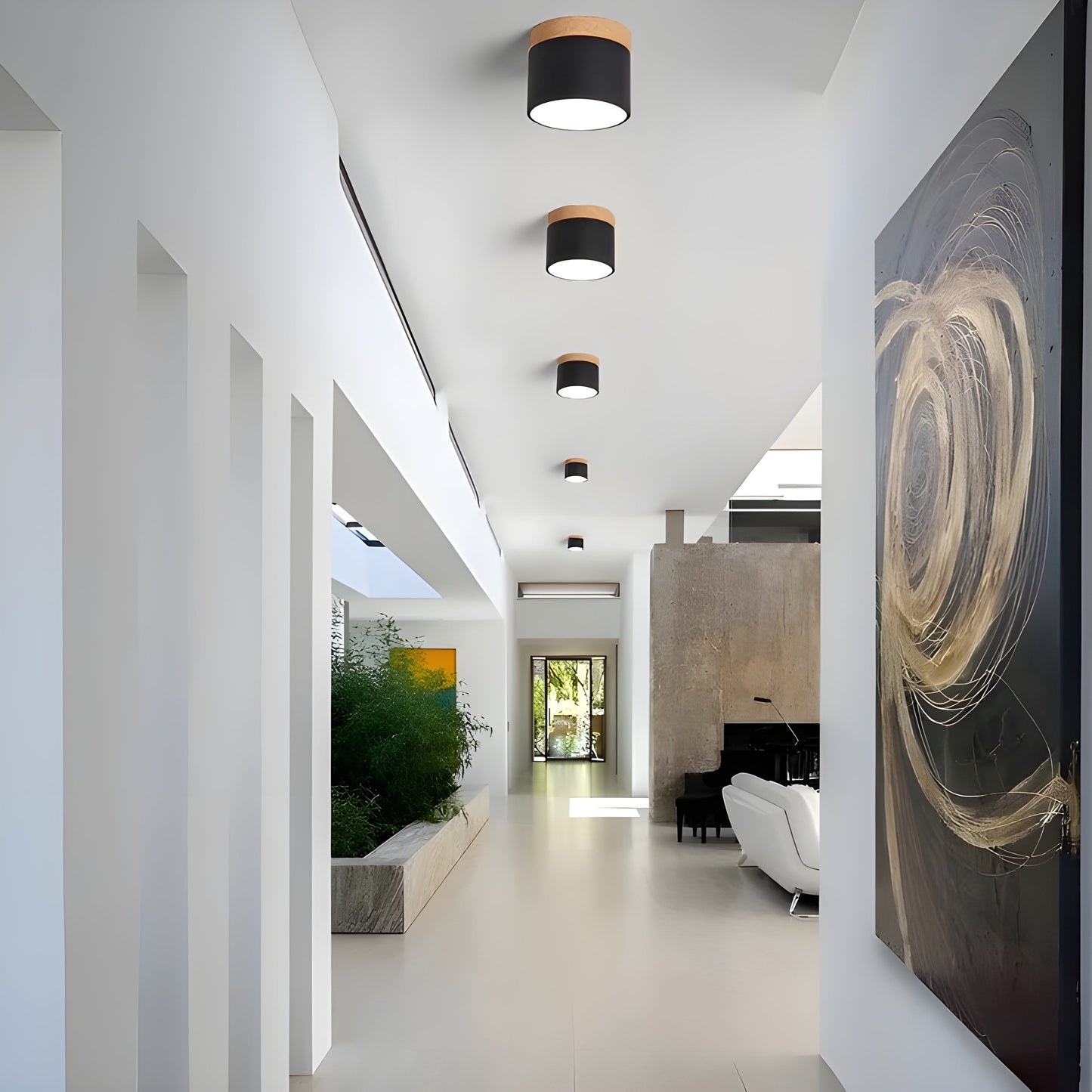 LED Plafondlamp Cilinder Vintage | Industrieel Design met Decoratief Hout Detail