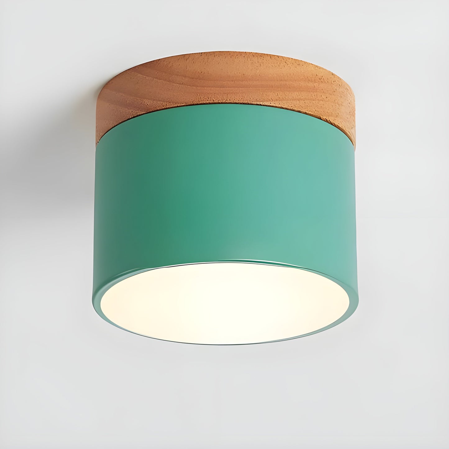 LED Plafondlamp Cilinder Vintage | Industrieel Design met Decoratief Hout Detail