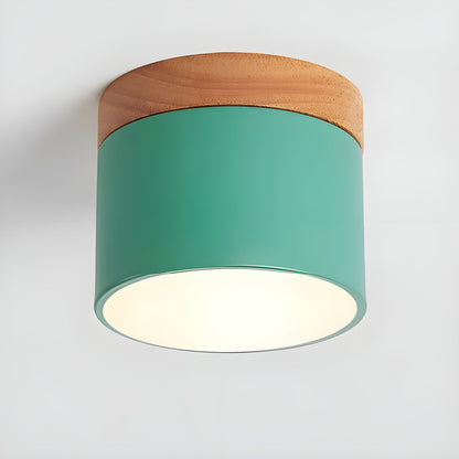 LED Plafondlamp Cilinder Vintage | Industrieel Design met Decoratief Hout Detail