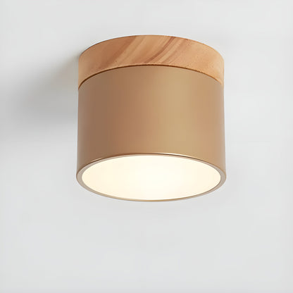 LED Plafondlamp Cilinder Vintage | Industrieel Design met Decoratief Hout Detail