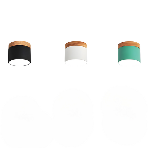 LED Plafondlamp Cilinder Vintage | Industrieel Design met Decoratief Hout Detail