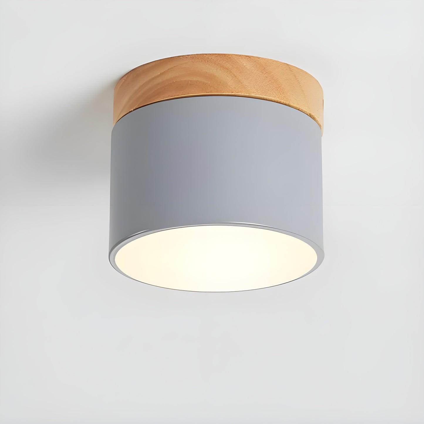 LED Plafondlamp Cilinder Vintage | Industrieel Design met Decoratief Hout Detail