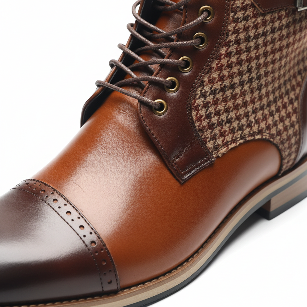 Handmade Genuine Leather Cap-Toe Ankle Boots — Premium Brown
