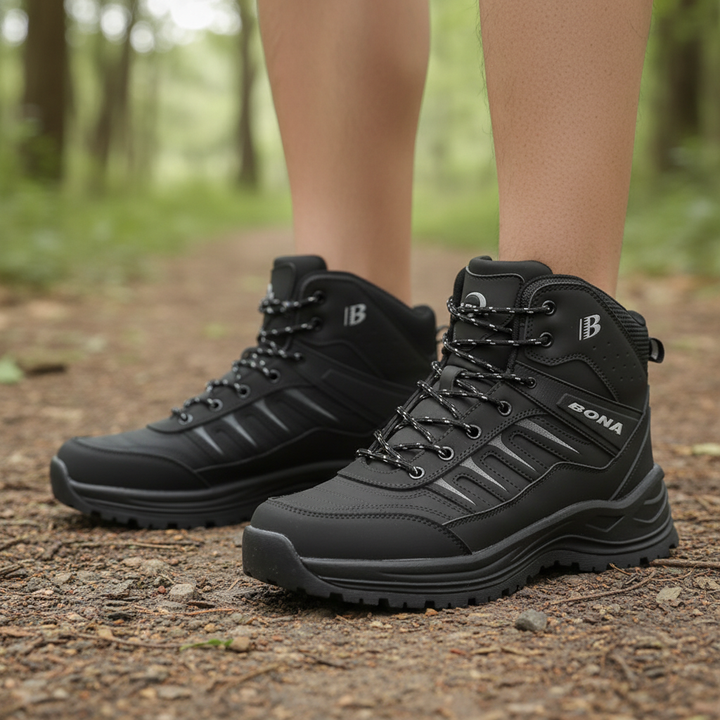 Insulated Ankle Hiking Boots for Men — Charcoal Gray &amp; Deep Blue