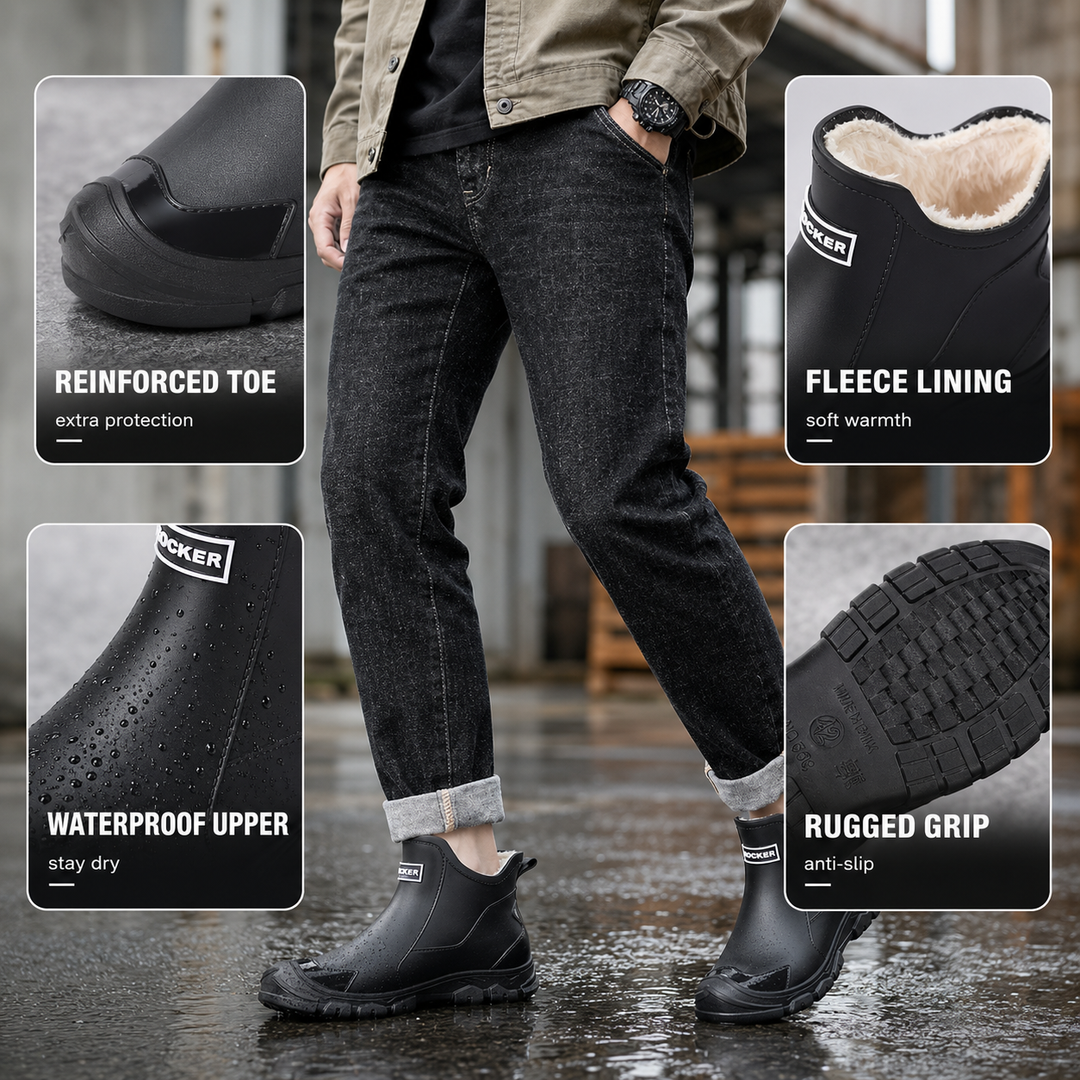 Waterproof Fleece-Lined Ankle Rain Boots — Warm &amp; Dry All Winter