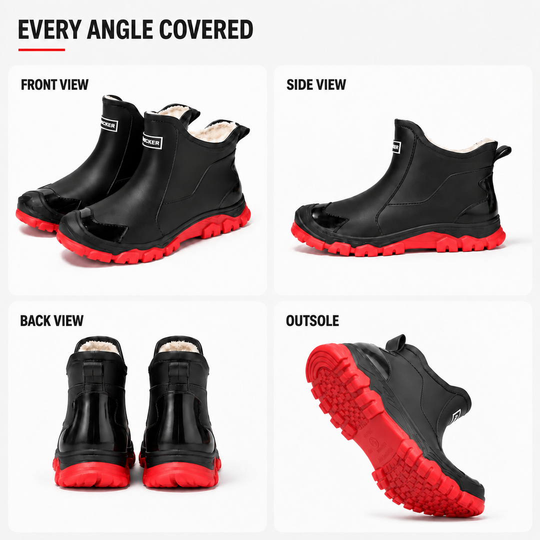 Waterproof Fleece-Lined Ankle Rain Boots — Warm &amp; Dry All Winter