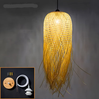 Handgeweven Bamboe Hanglamp | Organische Verlichting voor Theeruimte en Restaurant