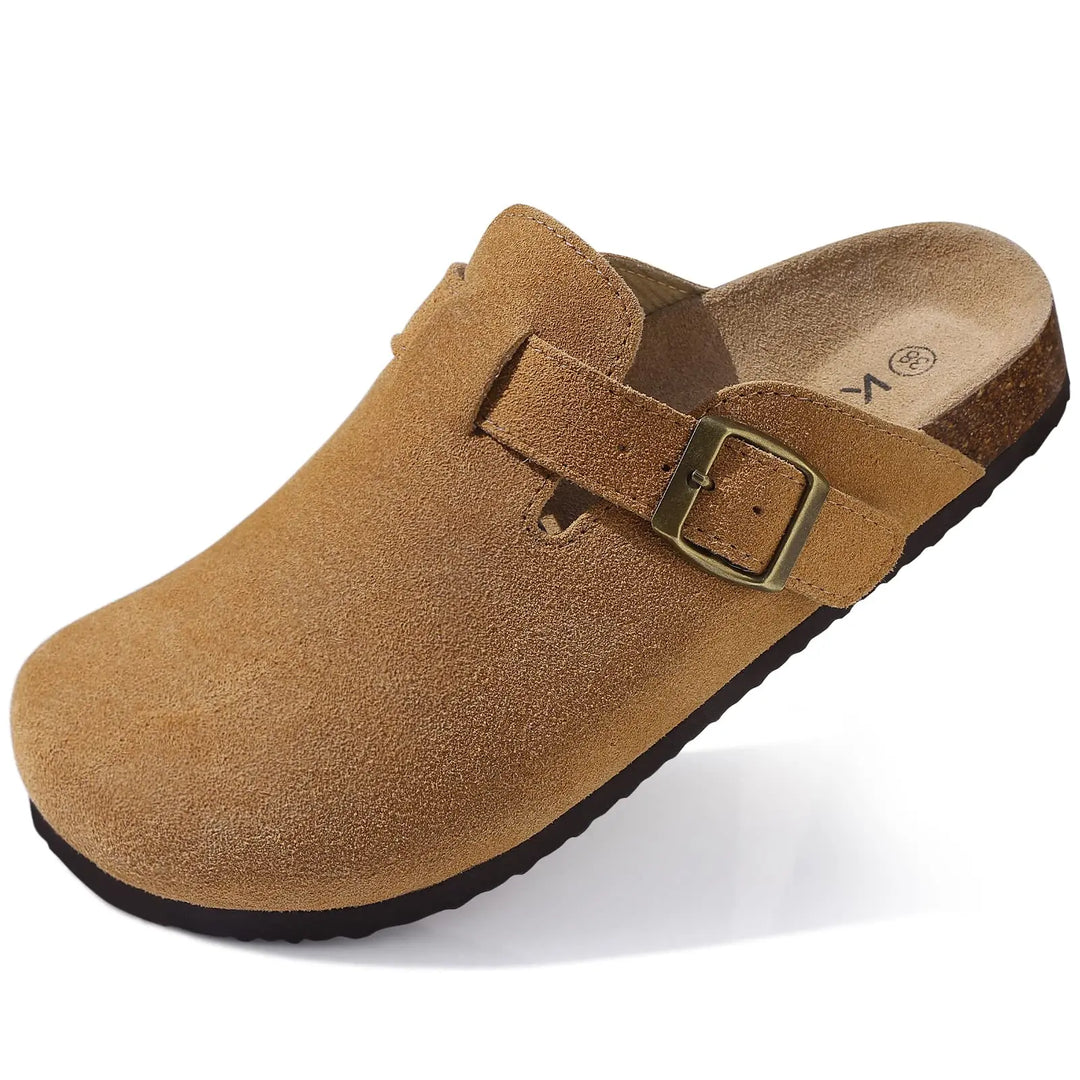 Orthopaedic Suede Cork Clogs - Natural Arch Support &amp; Comfort