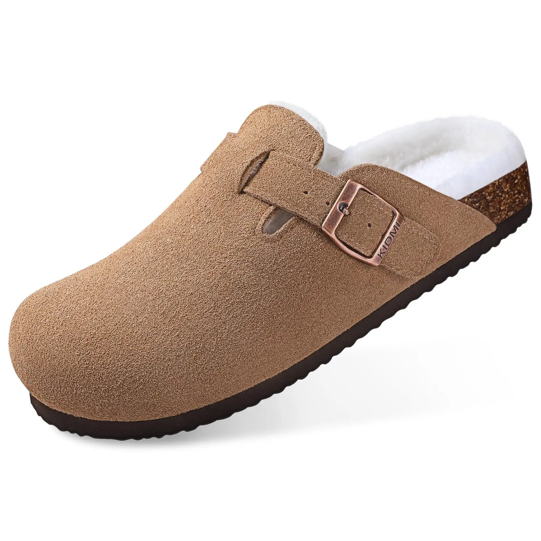 Orthopaedic Indoor Suede Cork Fleece Clogs - Premium Home Comfort &amp; Support