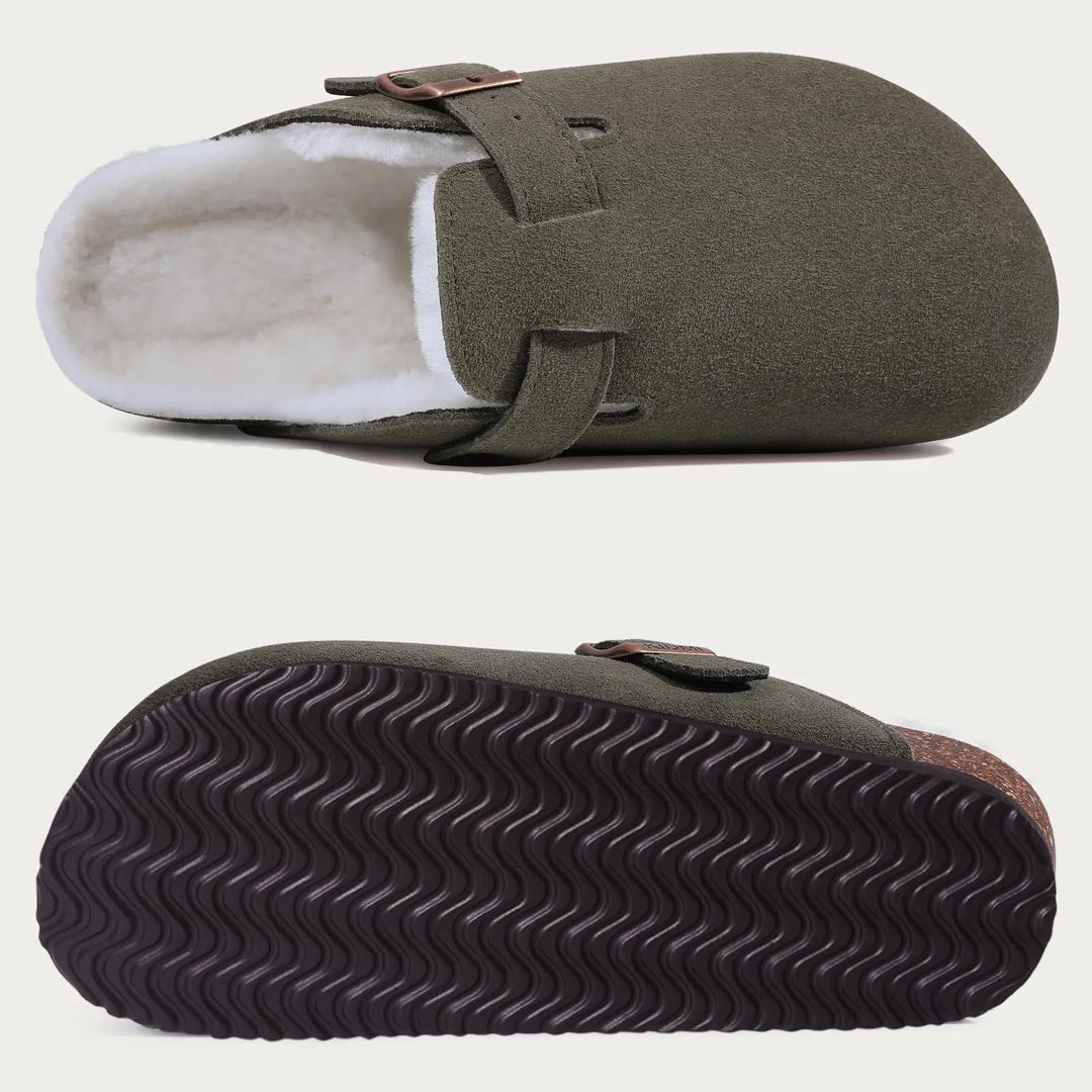 Orthopaedic Indoor Suede Cork Fleece Clogs - Premium Home Comfort &amp; Support