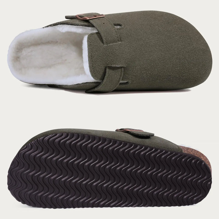 Orthopaedic Indoor Suede Cork Fleece Clogs - Premium Home Comfort &amp; Support