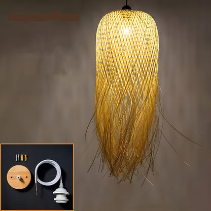 Handgeweven Bamboe Hanglamp | Organische Verlichting voor Theeruimte en Restaurant