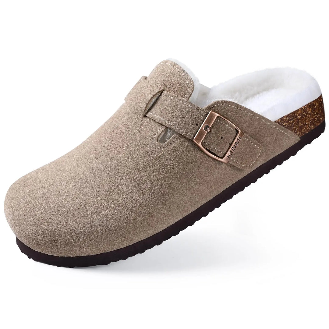 Orthopaedic Indoor Suede Cork Fleece Clogs - Premium Home Comfort &amp; Support